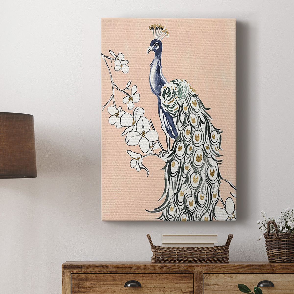 Peacock in Gold IV Premium Gallery Wrapped Canvas - Ready to Hang