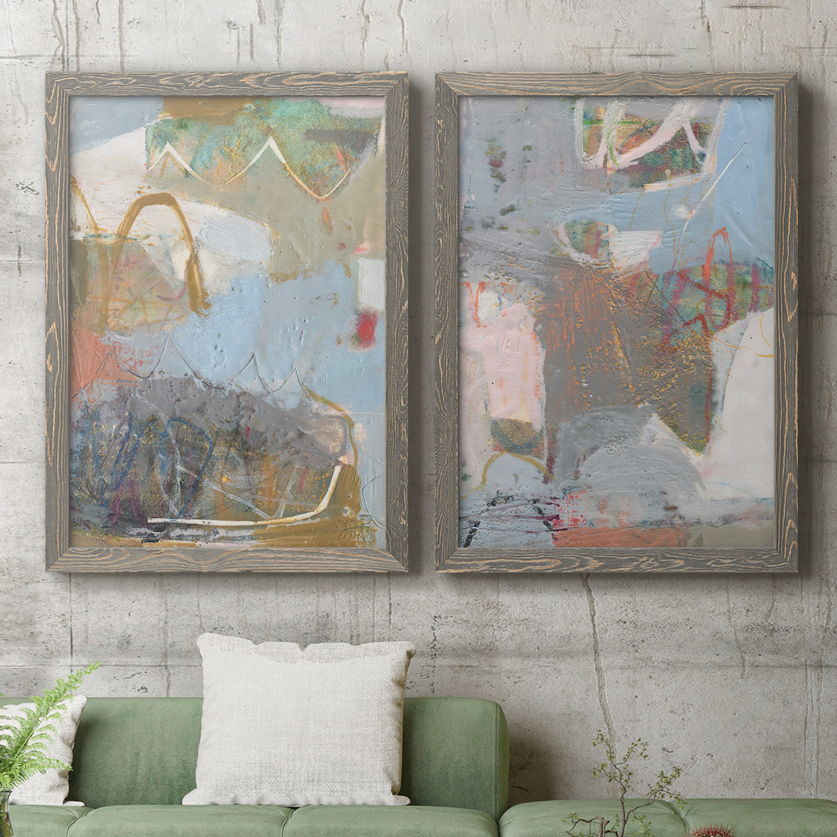 Minim I - Premium Framed Canvas 2 Piece Set - Ready to Hang