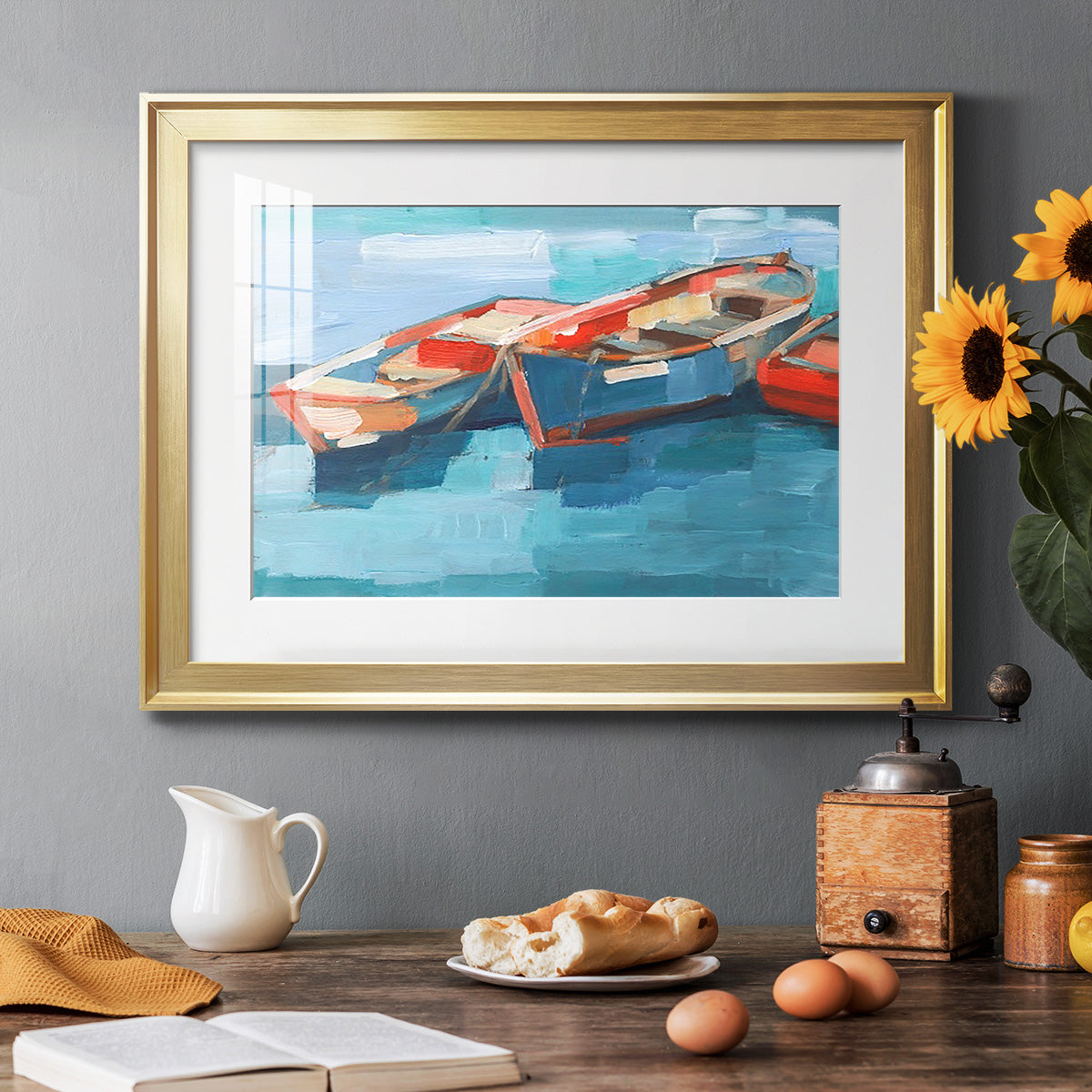 Primary Boats I Premium Framed Print - Ready to Hang