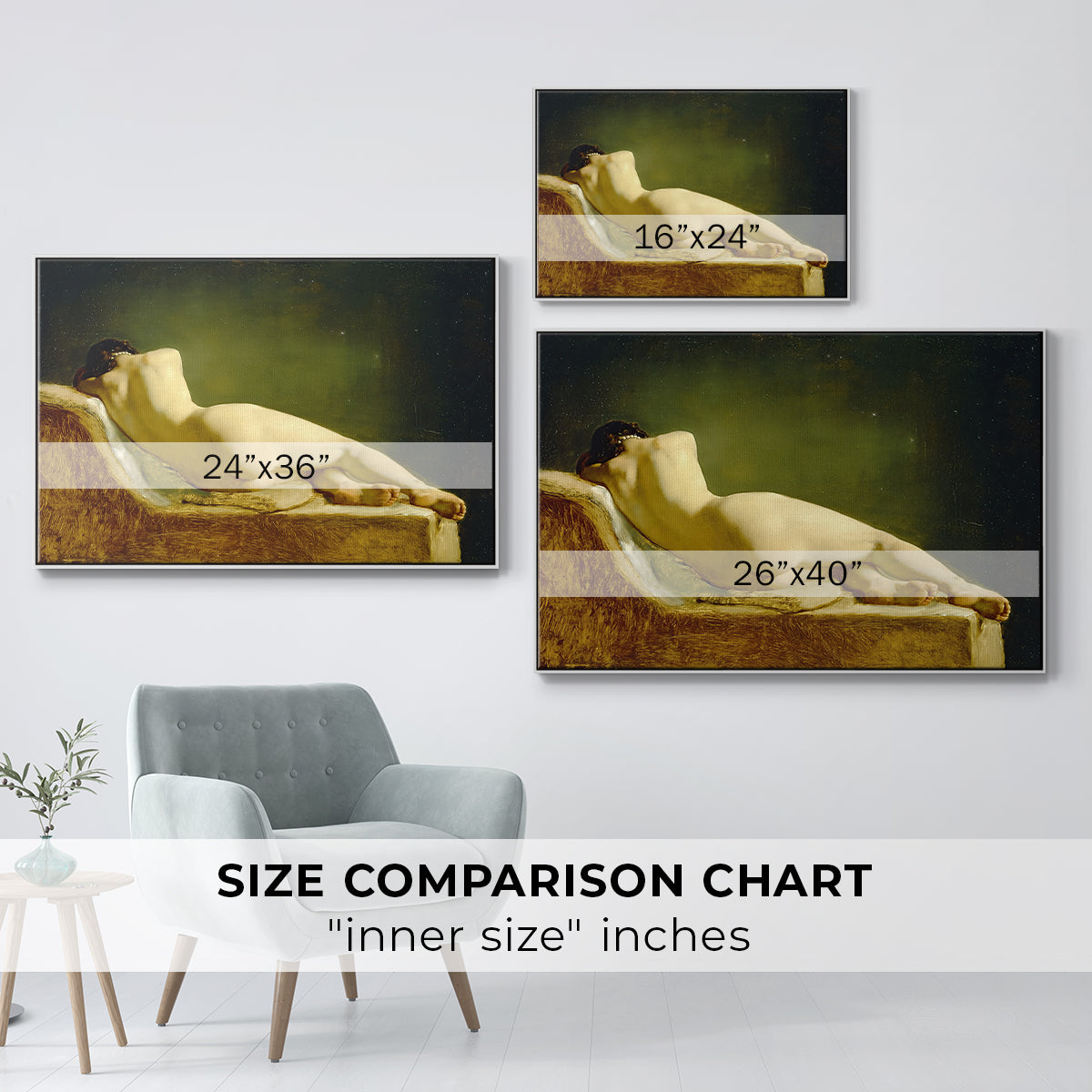 Reclining Nude (Liggende model), 1833 - Floater Framed Canvas Print