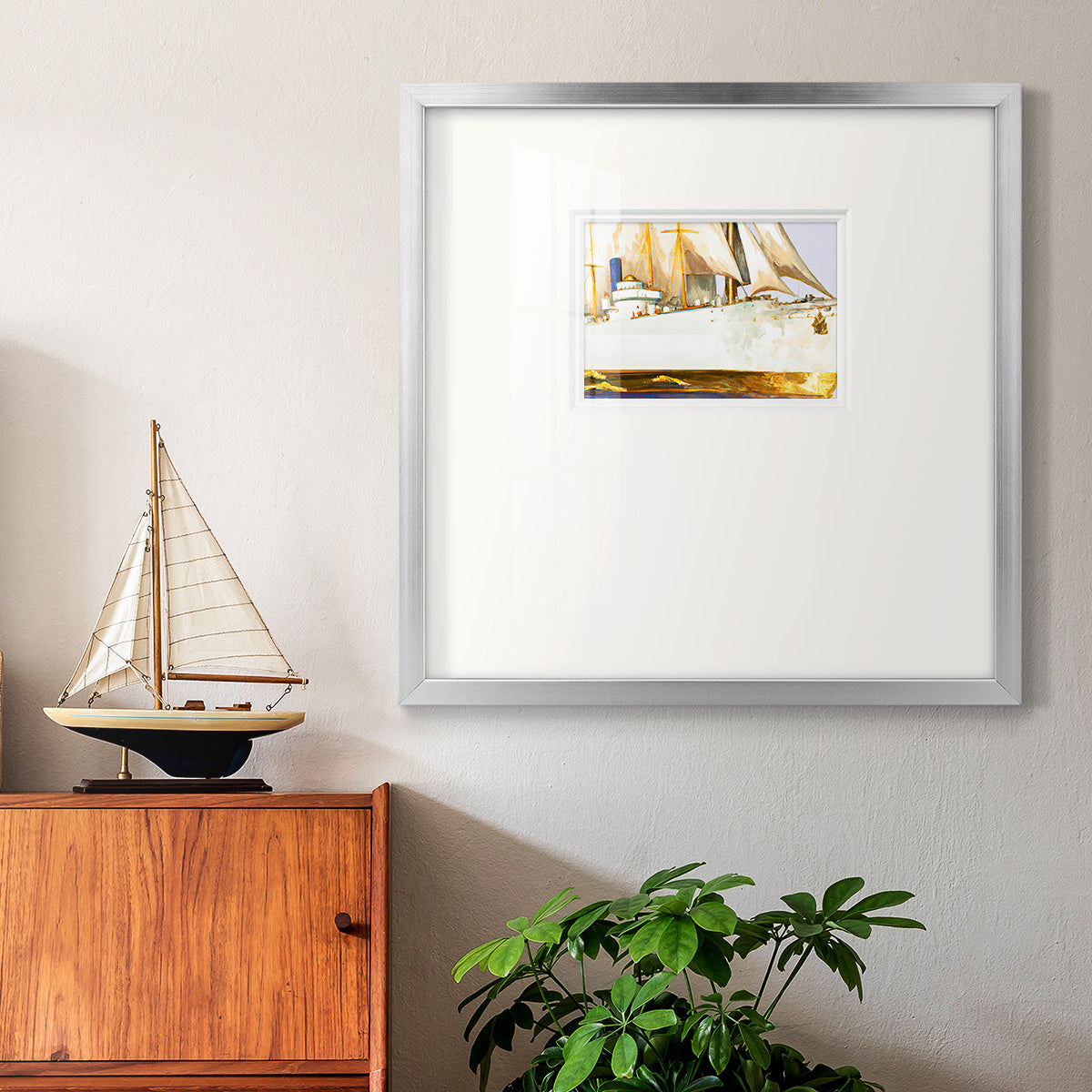 Golden Steam Ship II Premium Framed Print Double Matboard