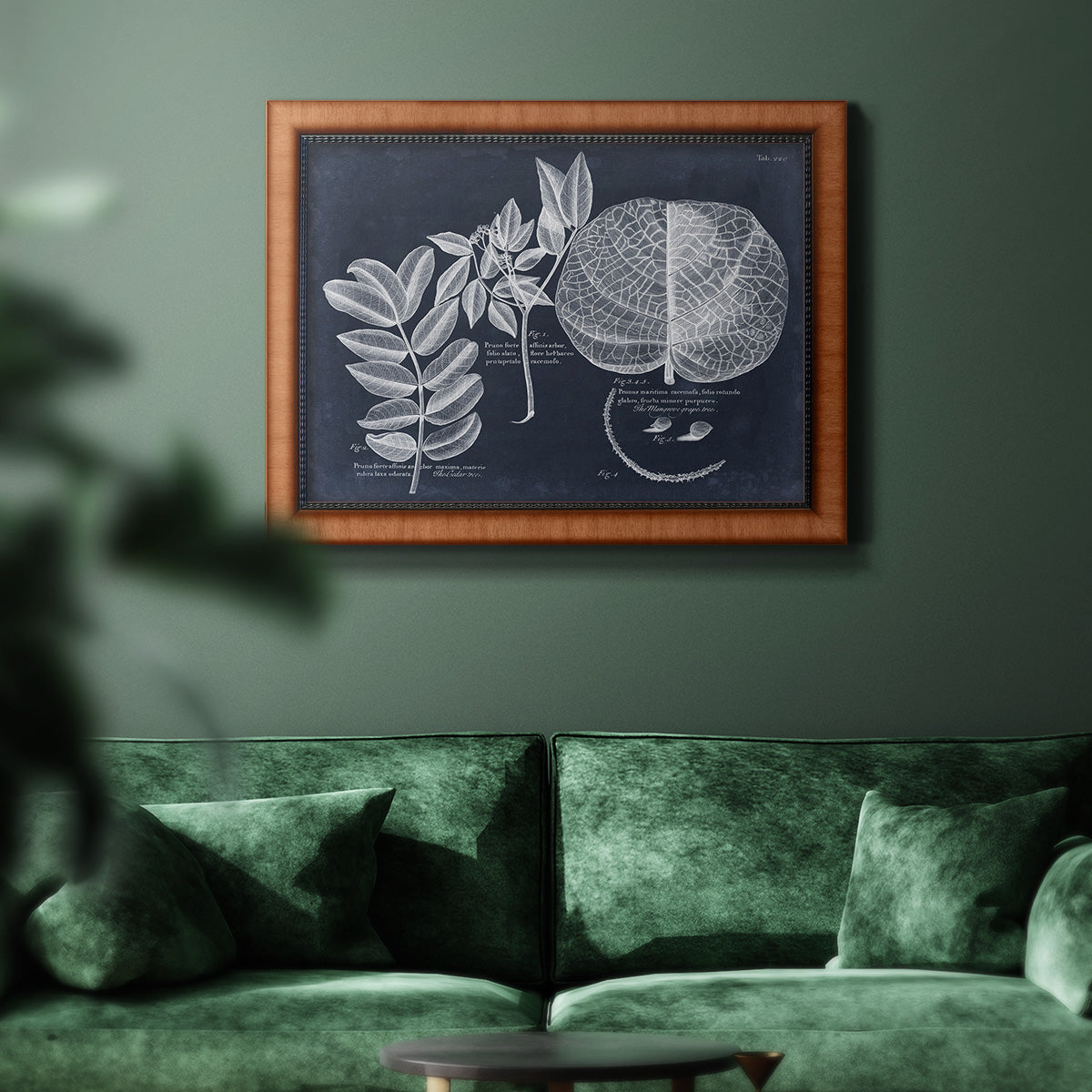 Foliage on Navy I Premium Framed Canvas- Ready to Hang