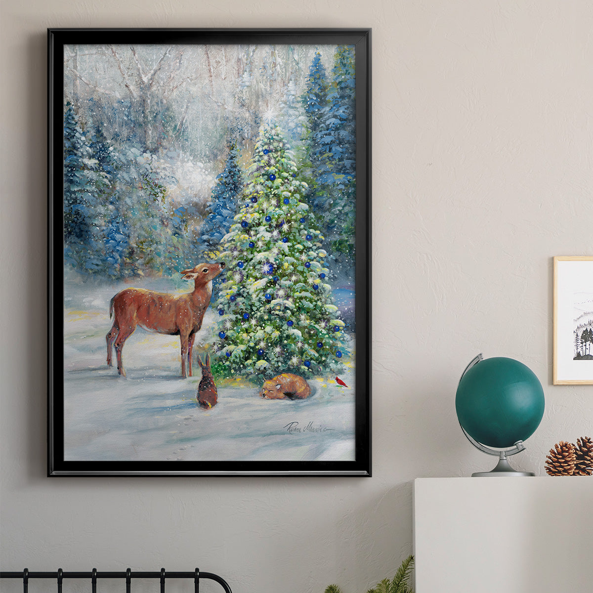 Winter Gathering - Modern Framed Canvas Print