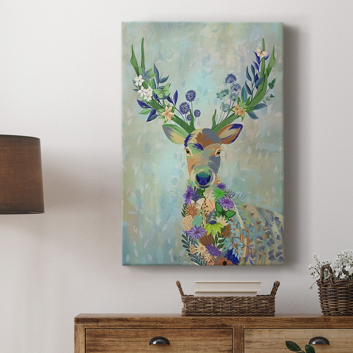 Fantastic Florals Deer, Portrait - Canvas Art Print