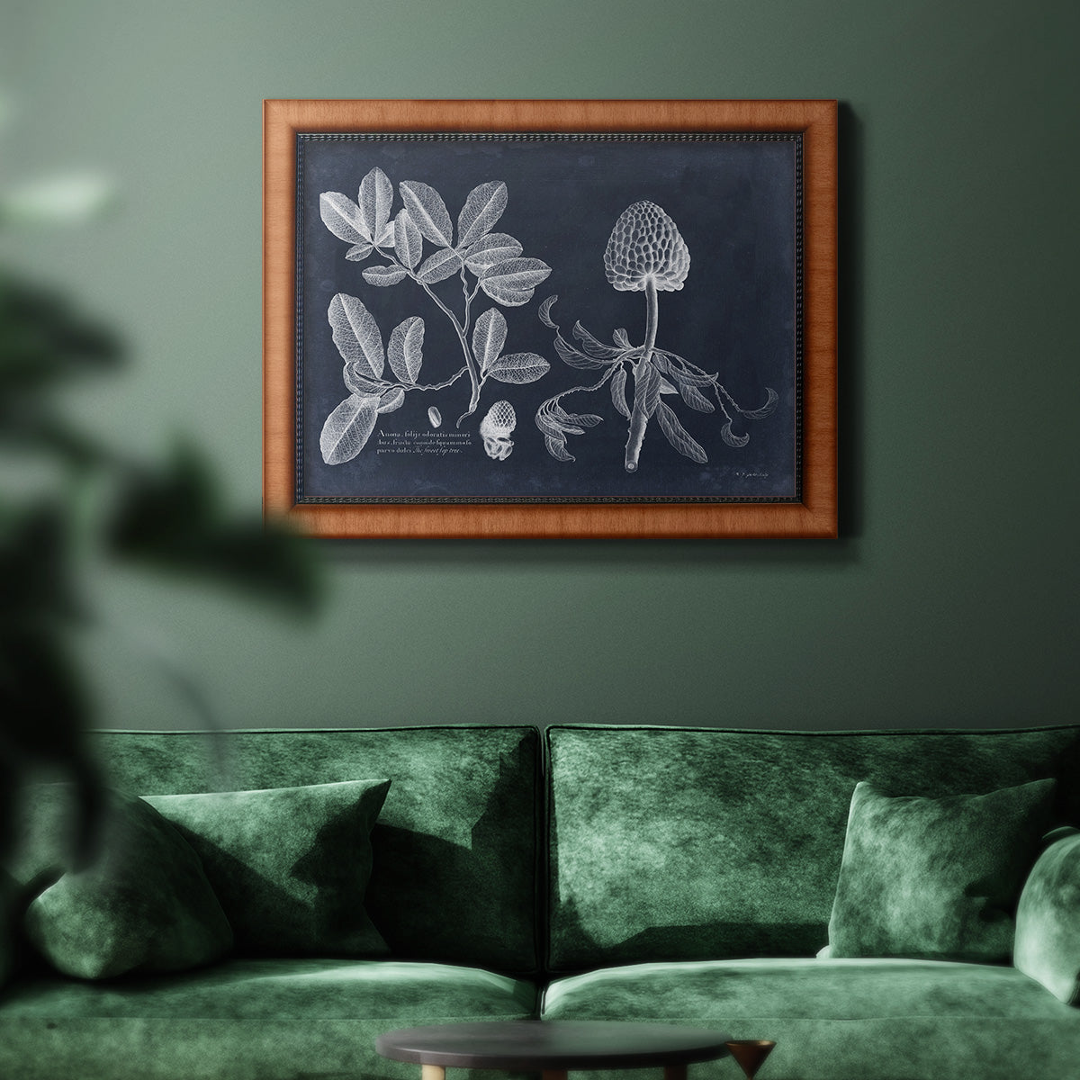 Foliage on Navy II Premium Framed Canvas- Ready to Hang