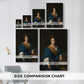 Size comparison chart for canvas art prints, showing multiple size options.