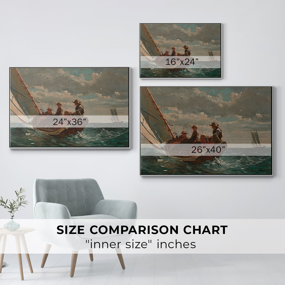 Breezing Up (A Fair Wind), 1873-1876 - Floater Framed Canvas Print
