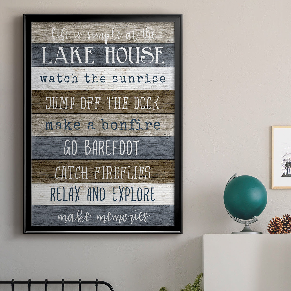 Simple Lake Rules - Modern Framed Canvas Print