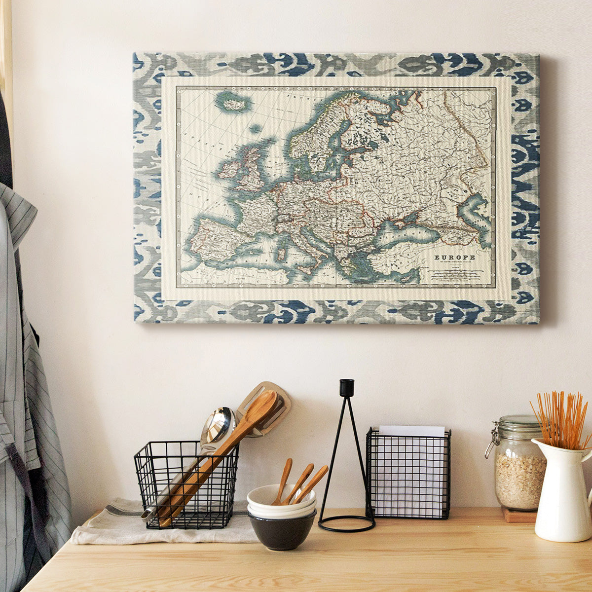 Bordered Map of Europe Premium Gallery Wrapped Canvas - Ready to Hang