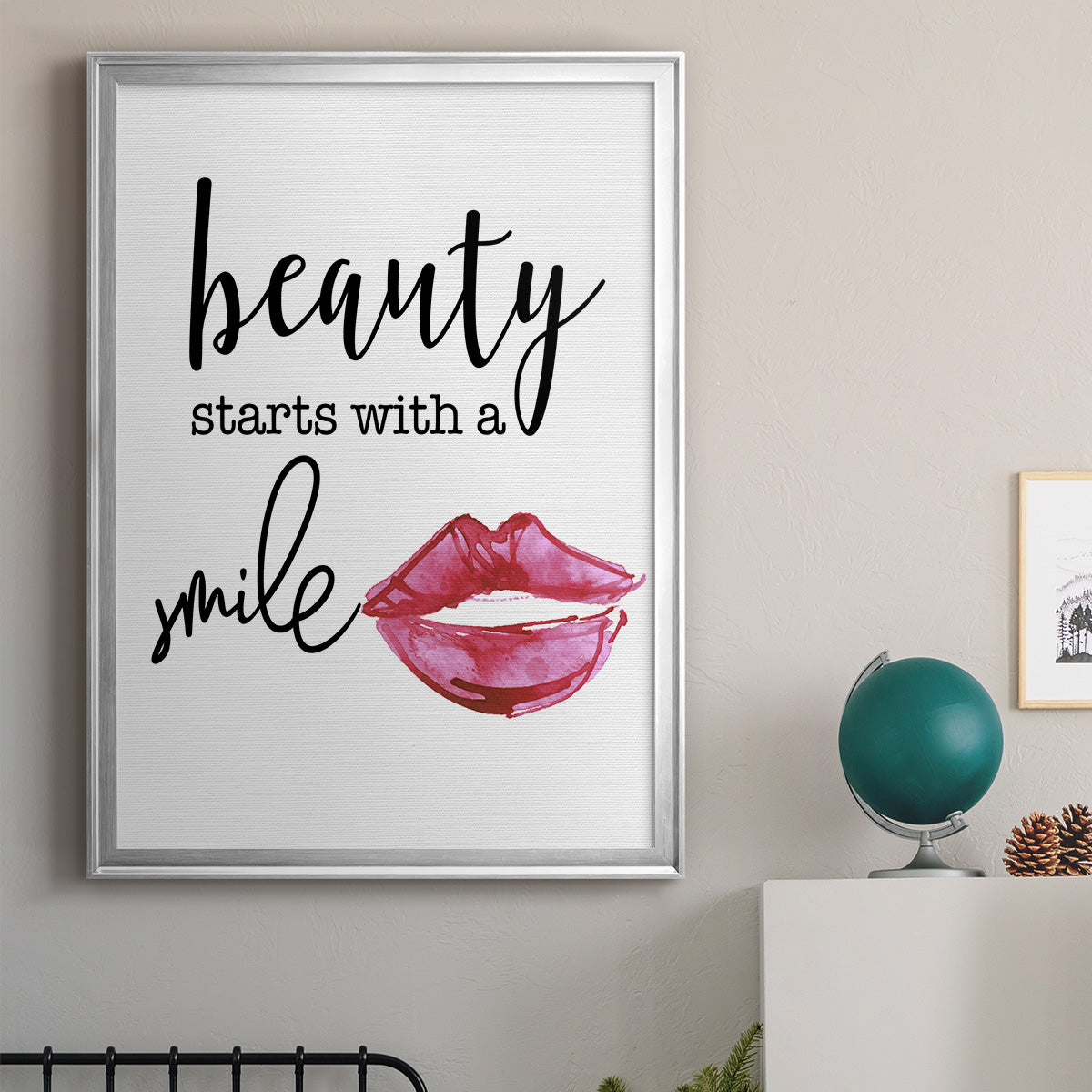 Beauty Starts With A Smile - Modern Framed Canvas Print