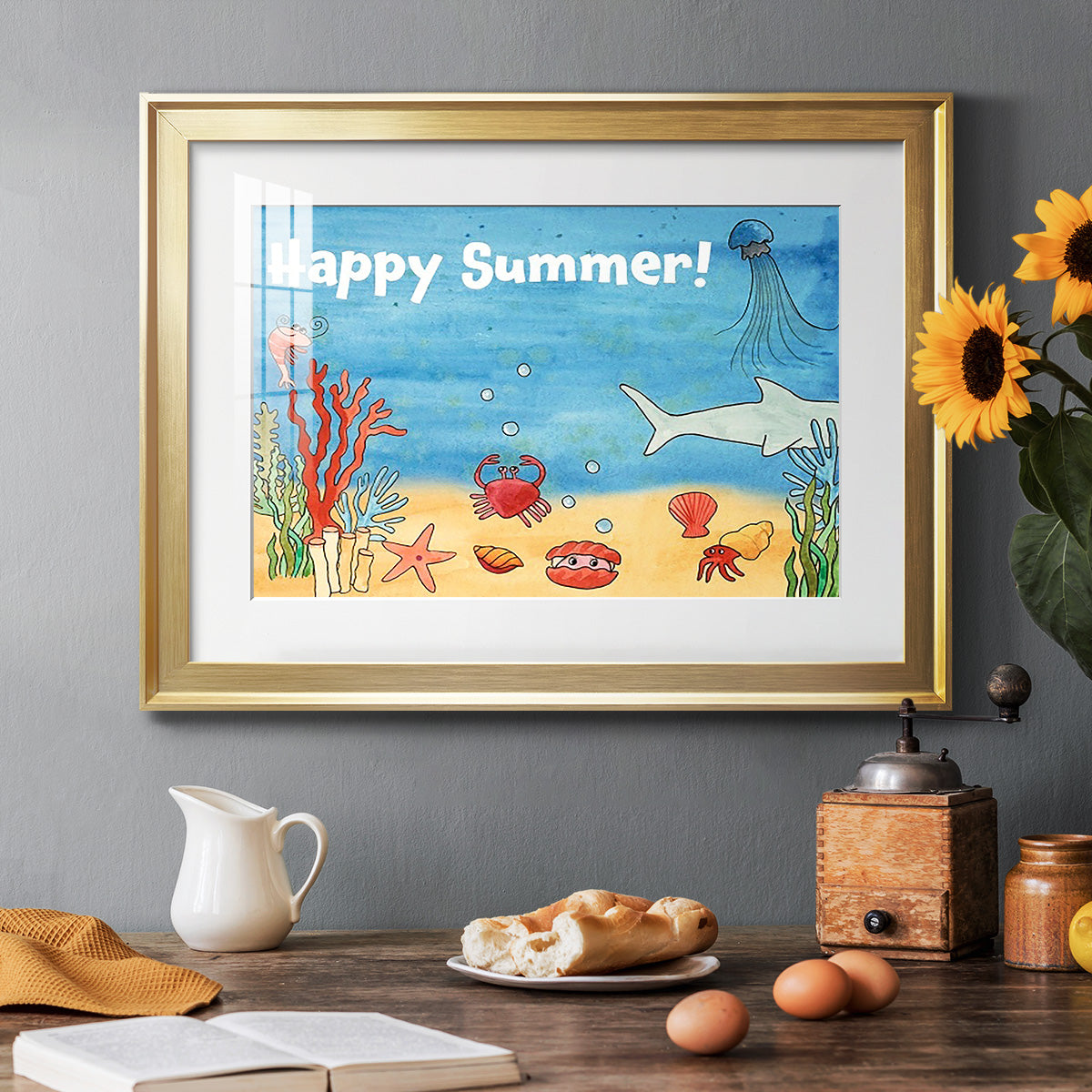 Cute Sea Creatures I - Modern Framed Art Print