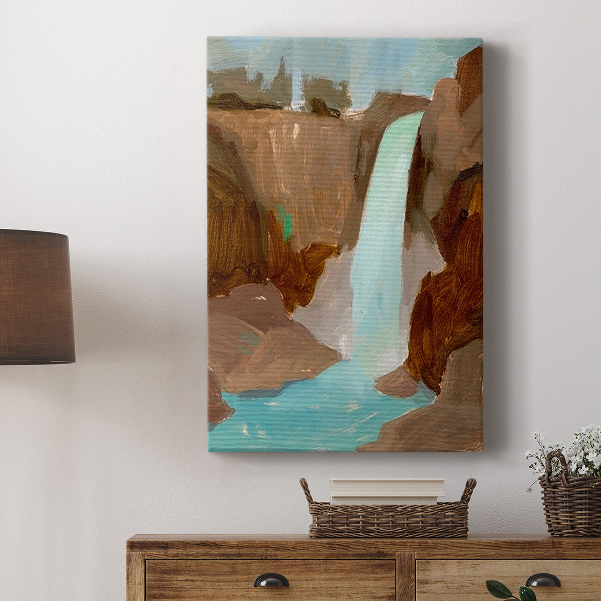 Turquoise Falls II Premium Gallery Wrapped Canvas - Ready to Hang