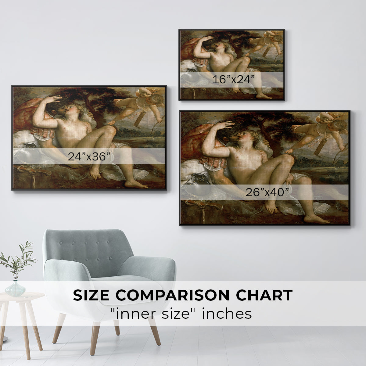Mars, Venus and Cupid, c. 1530 - Floater Framed Canvas Print