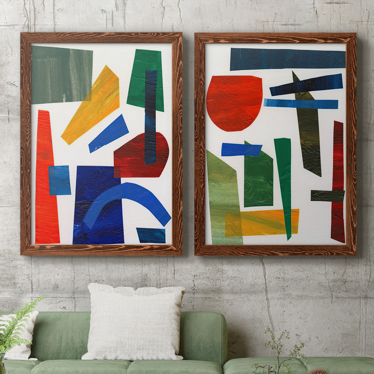 Colorful Shapes I - Premium Framed Canvas 2 Piece Set - Ready to Hang