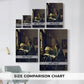 Size comparison chart for canvas art prints, showing multiple size options.