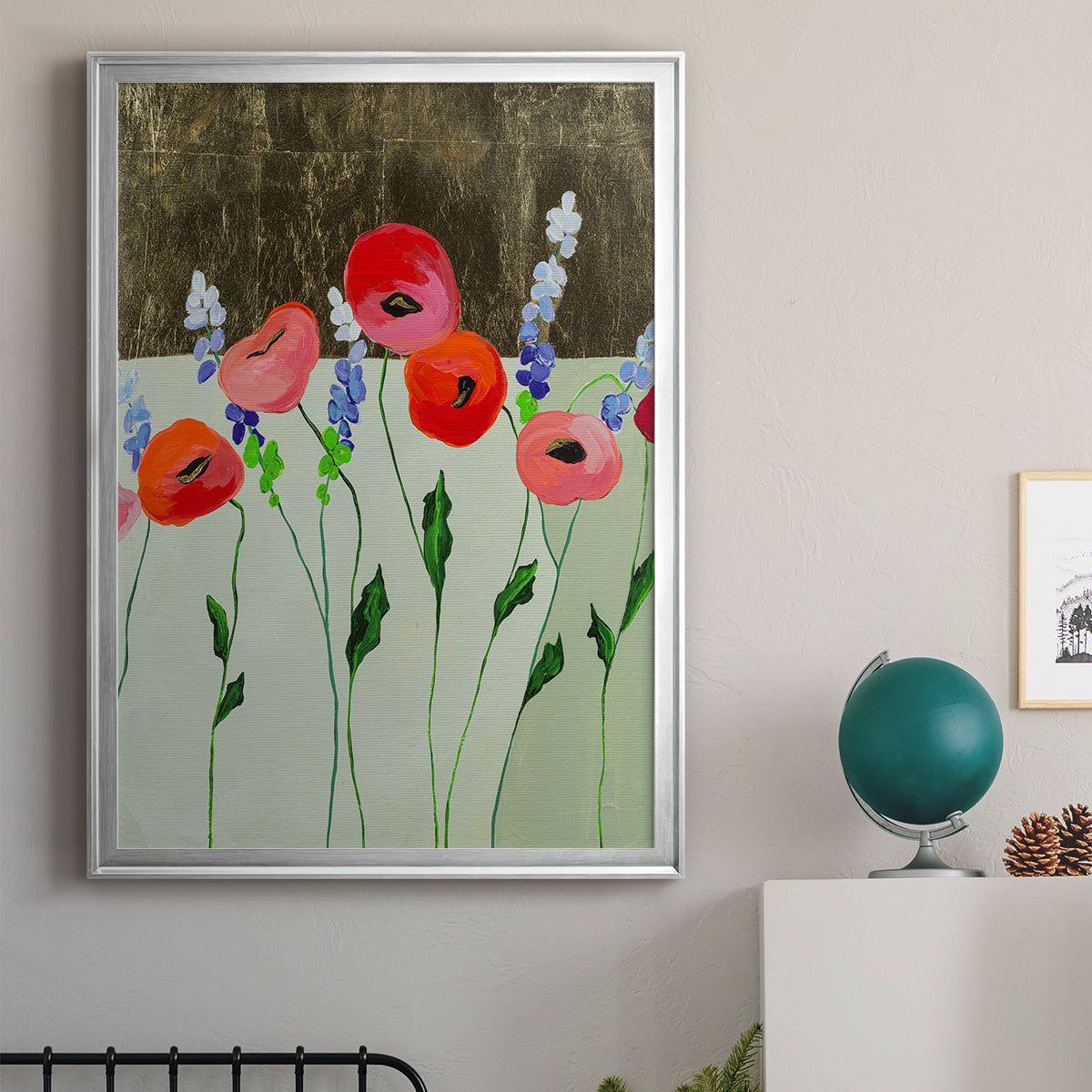 Poppy Party - Modern Framed Canvas Print