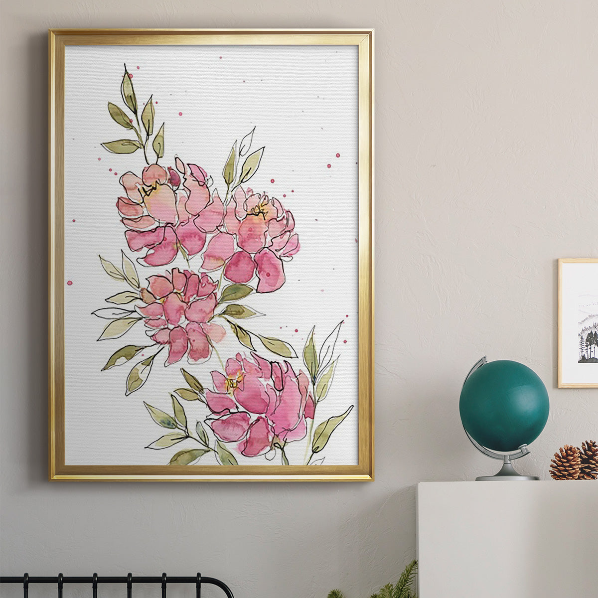 Watercolor Blooms I - Modern Framed Canvas Print