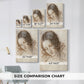Size comparison chart for canvas art prints, showing multiple size options.