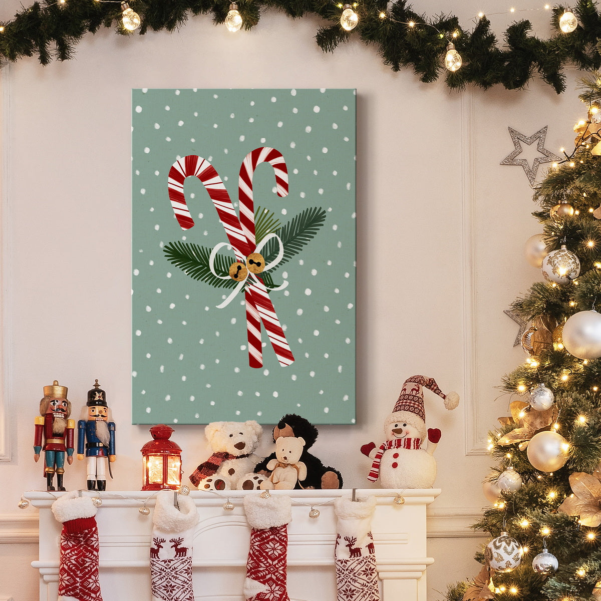 Peppermint Snowman Collection B Premium Gallery Wrapped Canvas - Ready to Hang