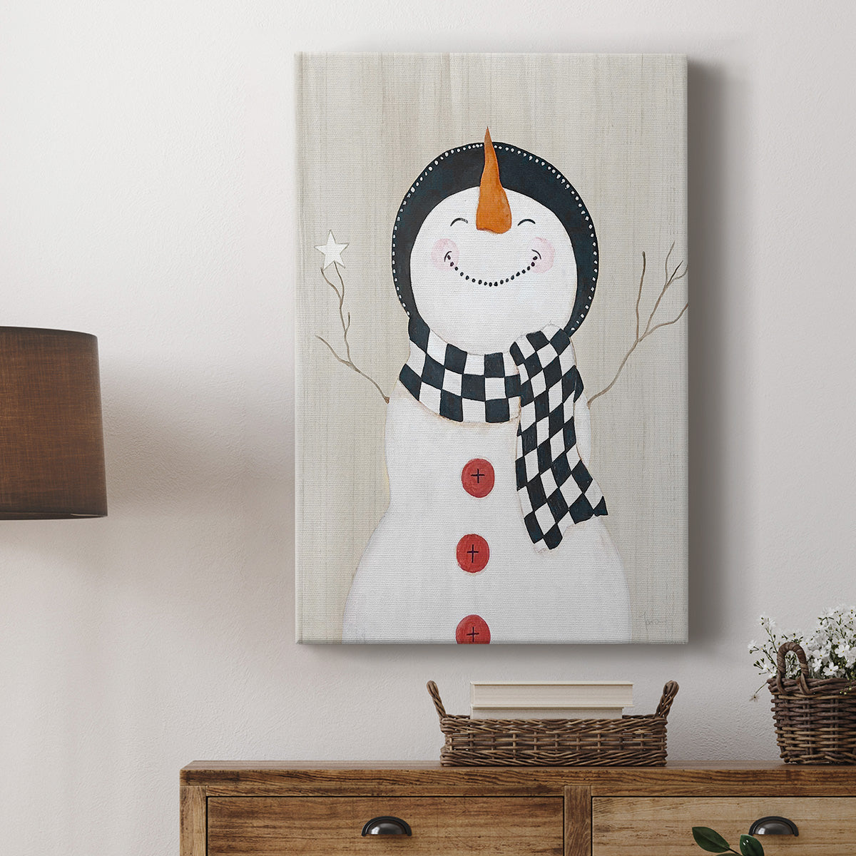 Festive Snowman II Premium Gallery Wrapped Canvas - Ready to Hang