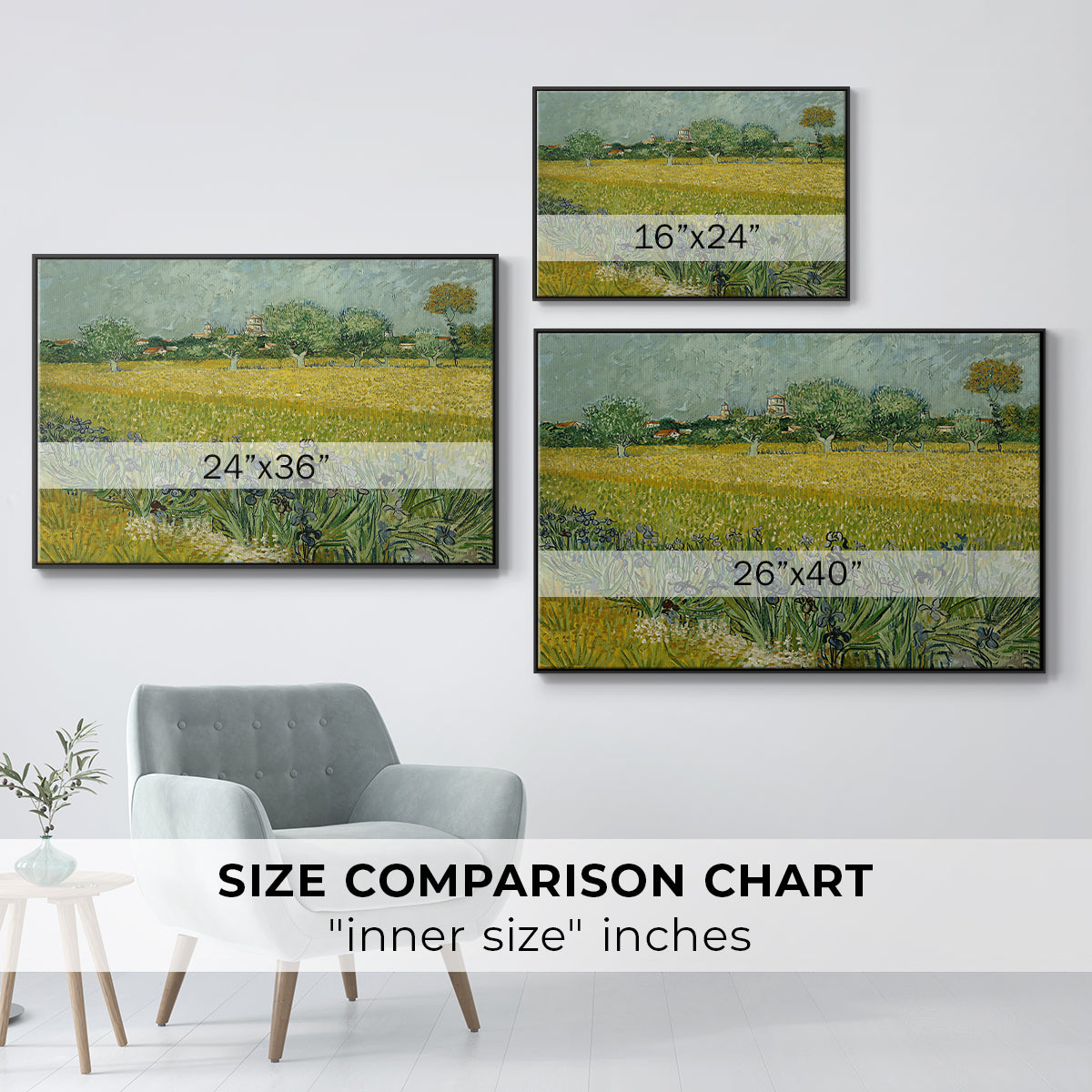 Field with Irises near Arles, 1888 - Floater Framed Canvas Print