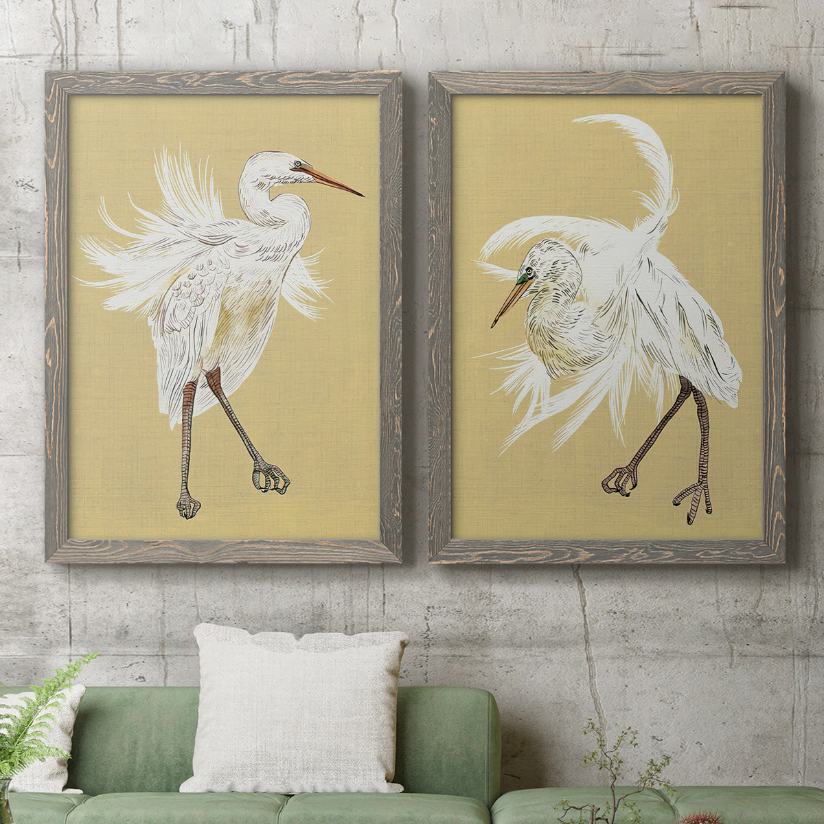 Heron Plumage V - Premium Framed Canvas 2 Piece Set - Ready to Hang