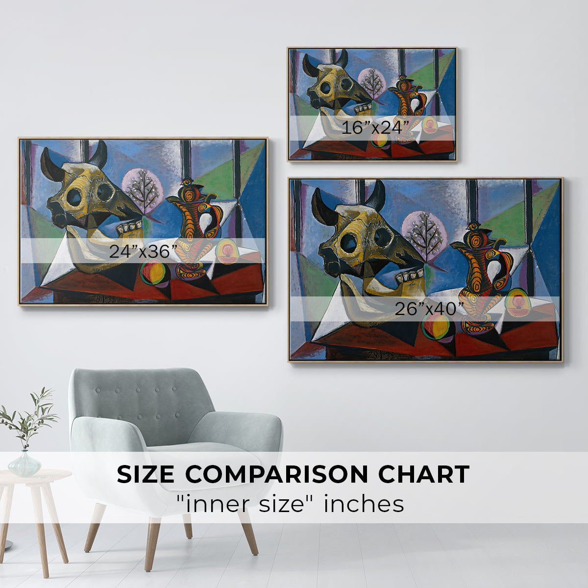 Still Life with Bull's Skull, 1939 - Floater Framed Canvas Print