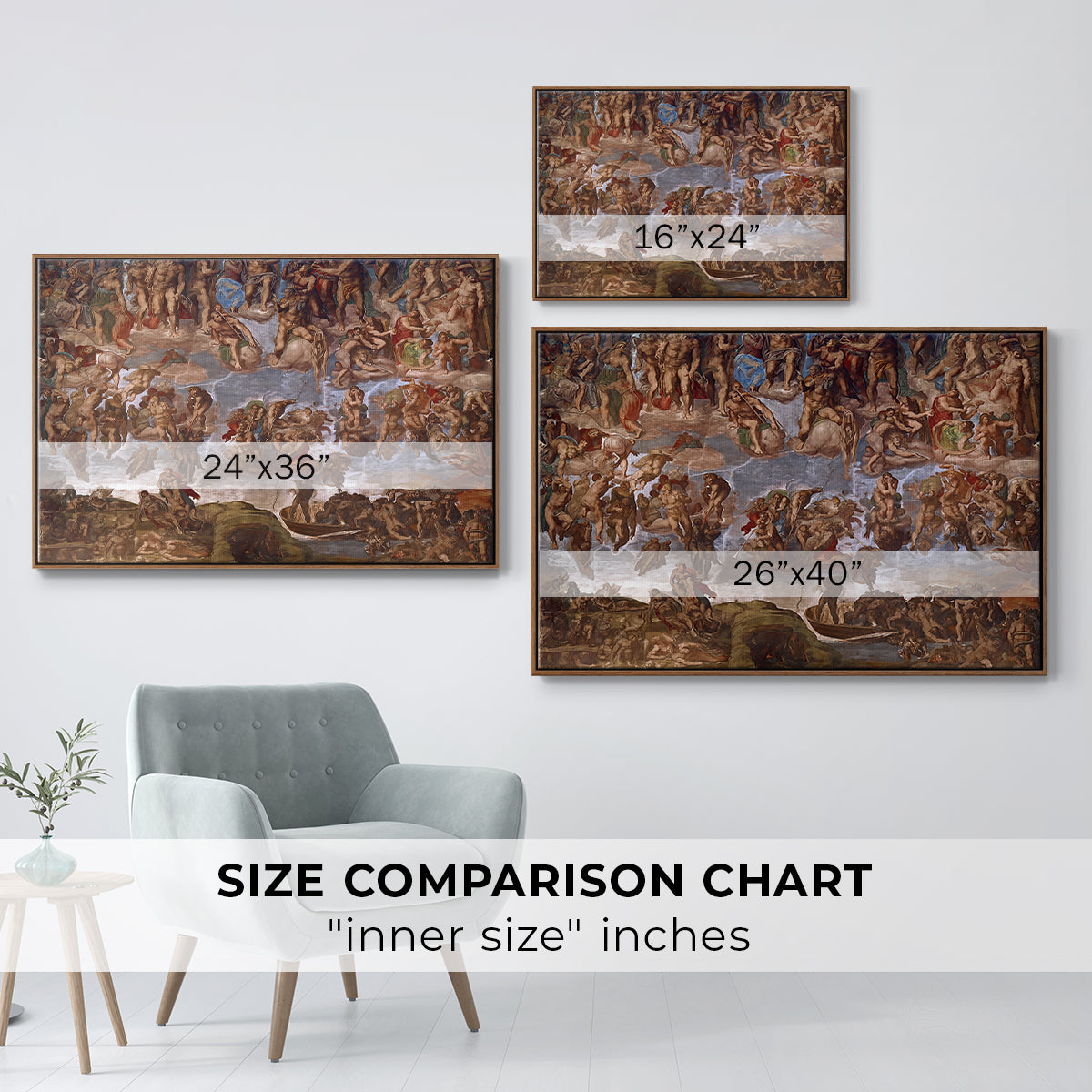 The Last Judgment (Charon's Boat and the Damned), 1536-1541 - Floater Framed Canvas Print