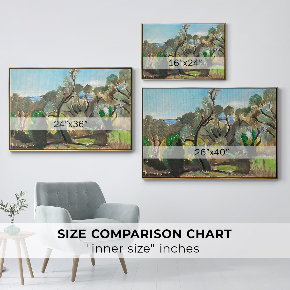 Landscape near Nice, c. 1918 - Floater Framed Canvas Print