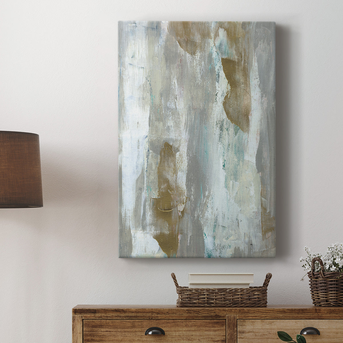 Textured Neutrals & Gold I Premium Gallery Wrapped Canvas - Ready to Hang