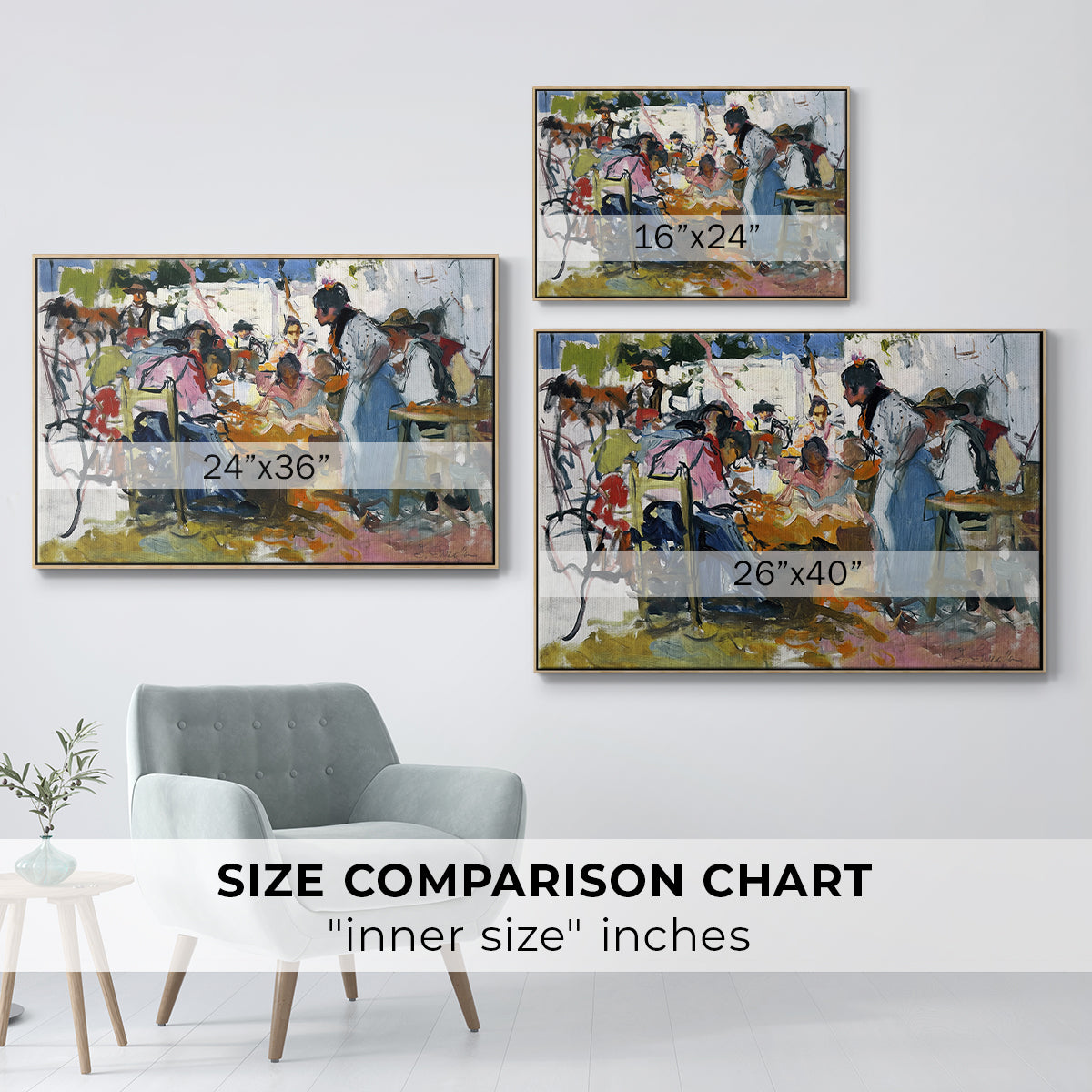 Net Menders in Valencia, 1909 - Floater Framed Canvas Print
