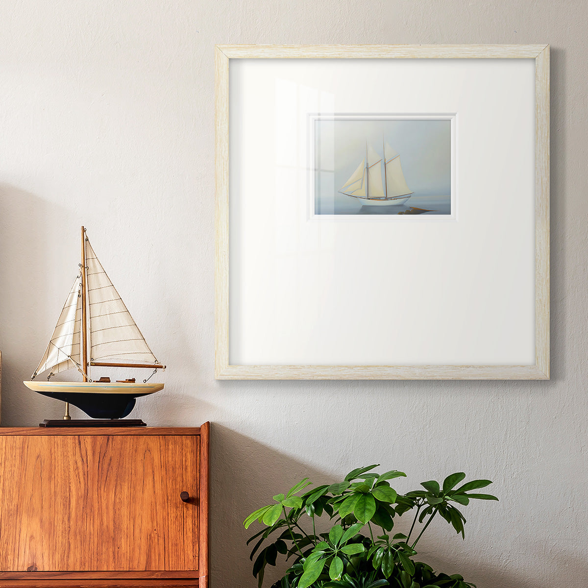 Foggy Sail II Premium Framed Print Double Matboard