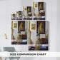Size comparison chart for canvas art prints, showing multiple size options.