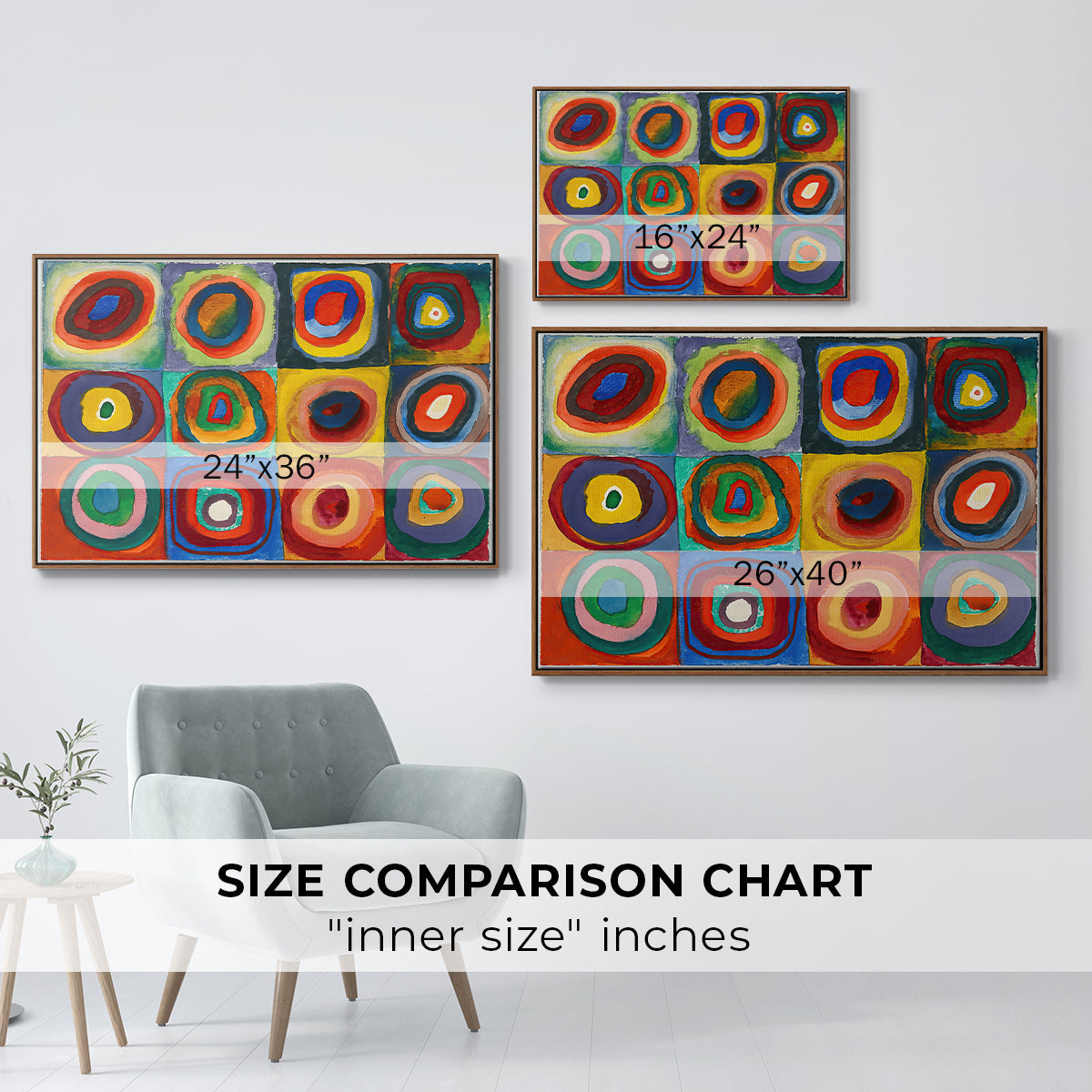 Color Study: Squares with Concentric Circles, 1913 - Floater Framed Canvas Print