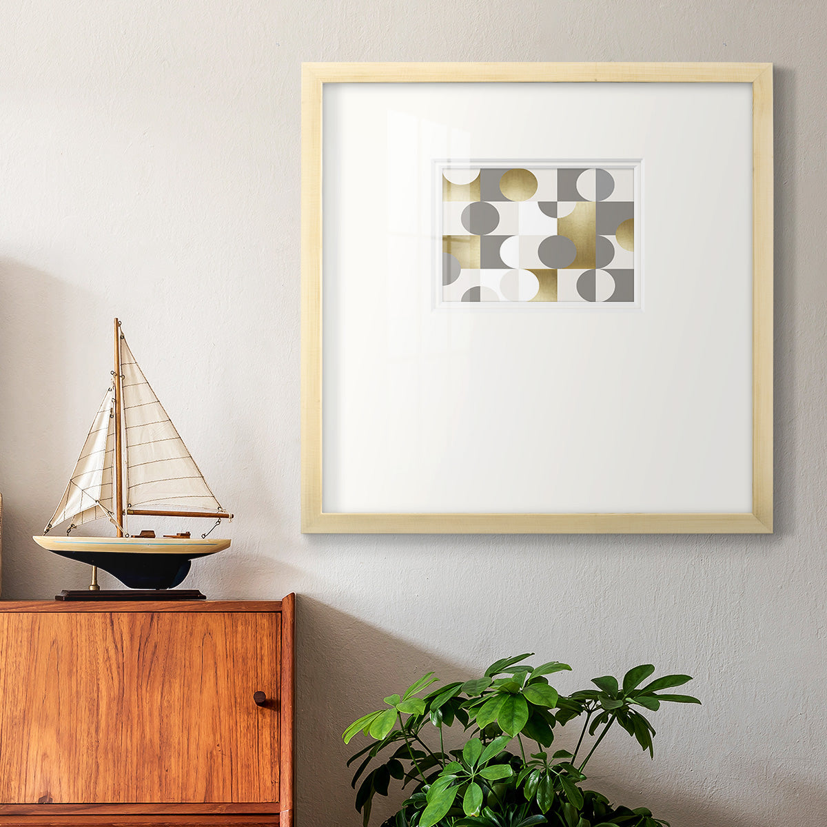 Modern Gold Reflections Premium Framed Print Double Matboard