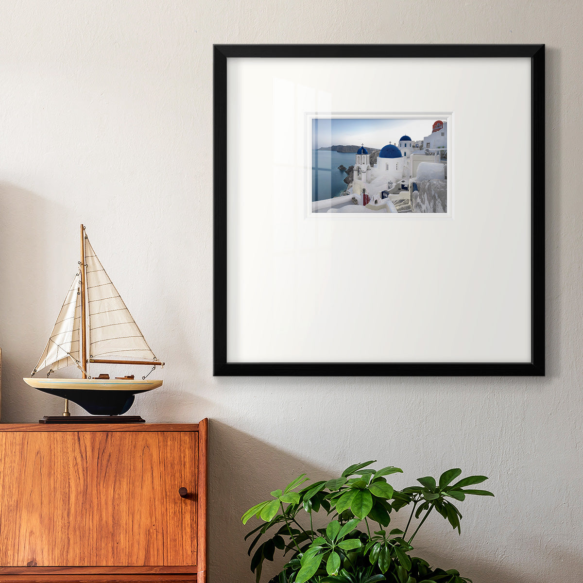 Santorini Sunrise Premium Framed Print Double Matboard