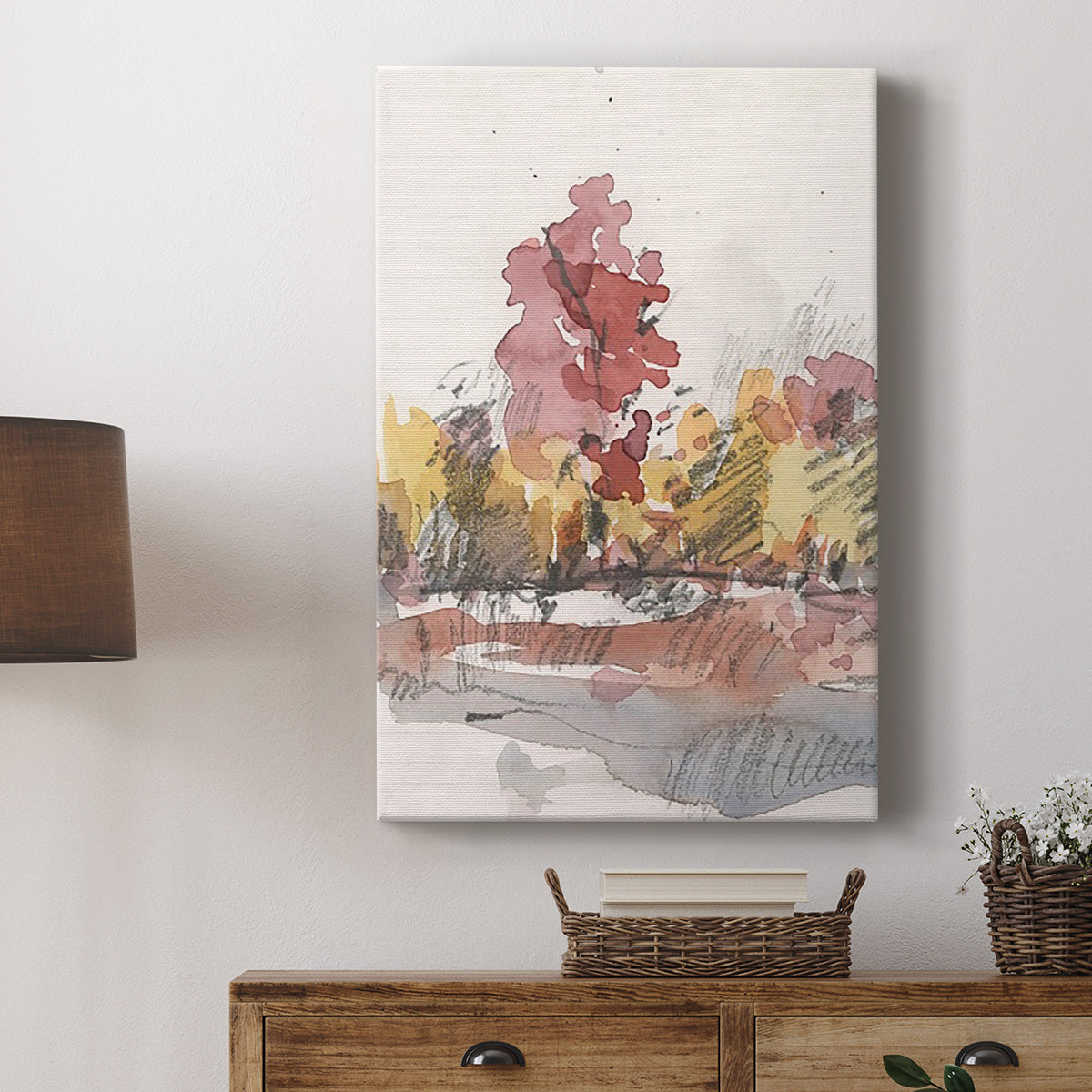 Watercolor Treeline Sketch I Premium Gallery Wrapped Canvas - Ready to Hang