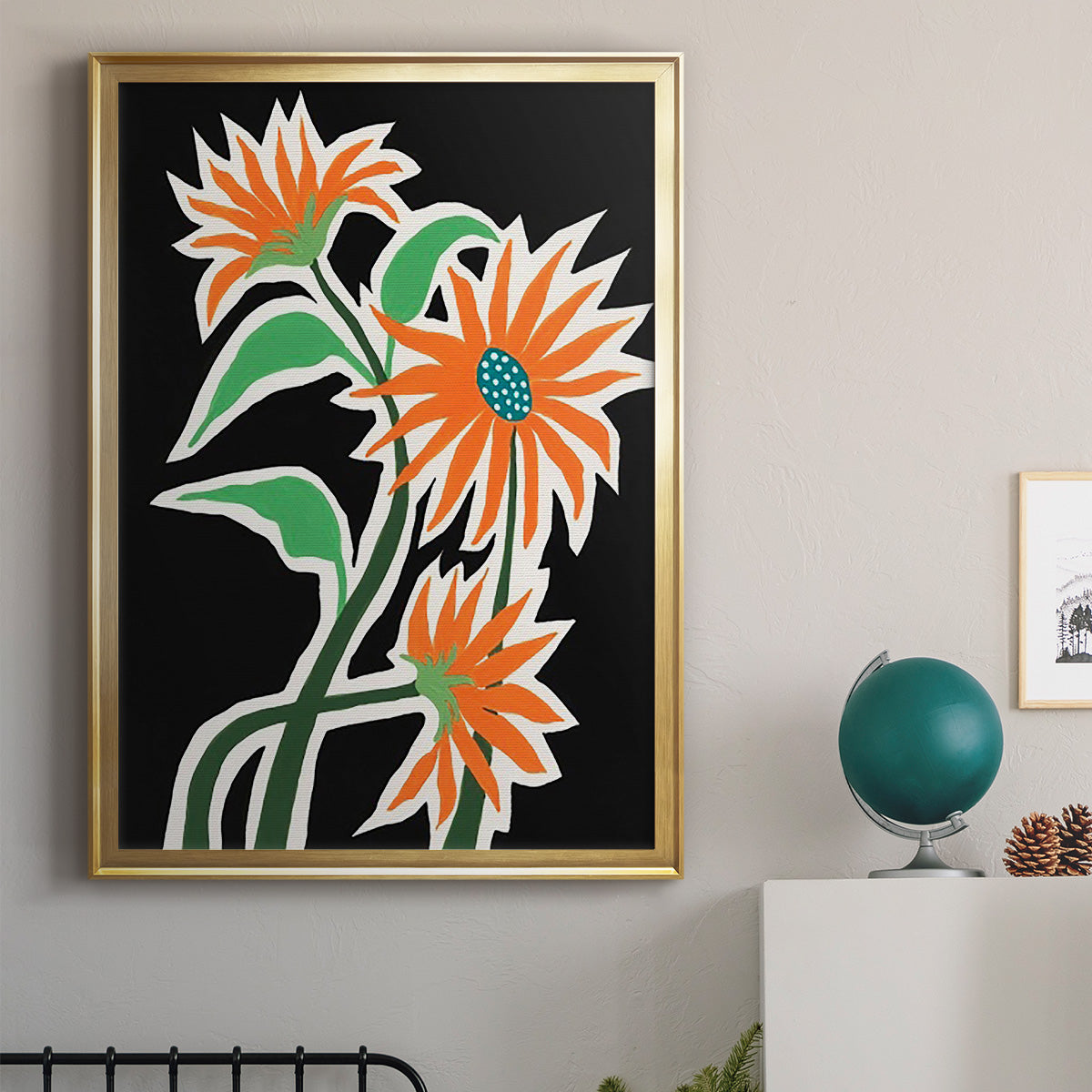 Pop Flowers III - Modern Framed Canvas Print