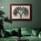 Vintage botanical plant study photograph by Karl Blossfeldt in an ornate cherry burl wood frame displayed in a dark-toned interior setting.