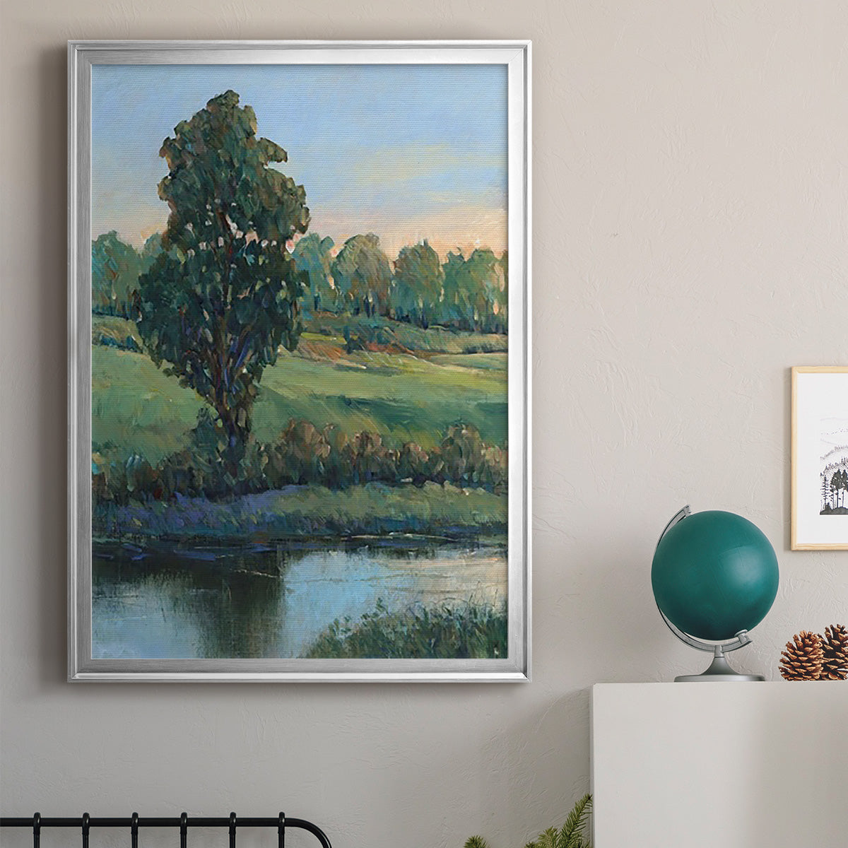 Tree by the Riverbank II - Modern Framed Canvas Print