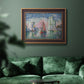Impressionist harbor scene by Paul Signac in an ornate bronzed mahogany wood frame displayed in a dark-toned interior setting.