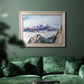 Impressionist alpine mountain landscape by John Singer Sargent in an ornate champagne frame displayed in a dark-toned interior setting.