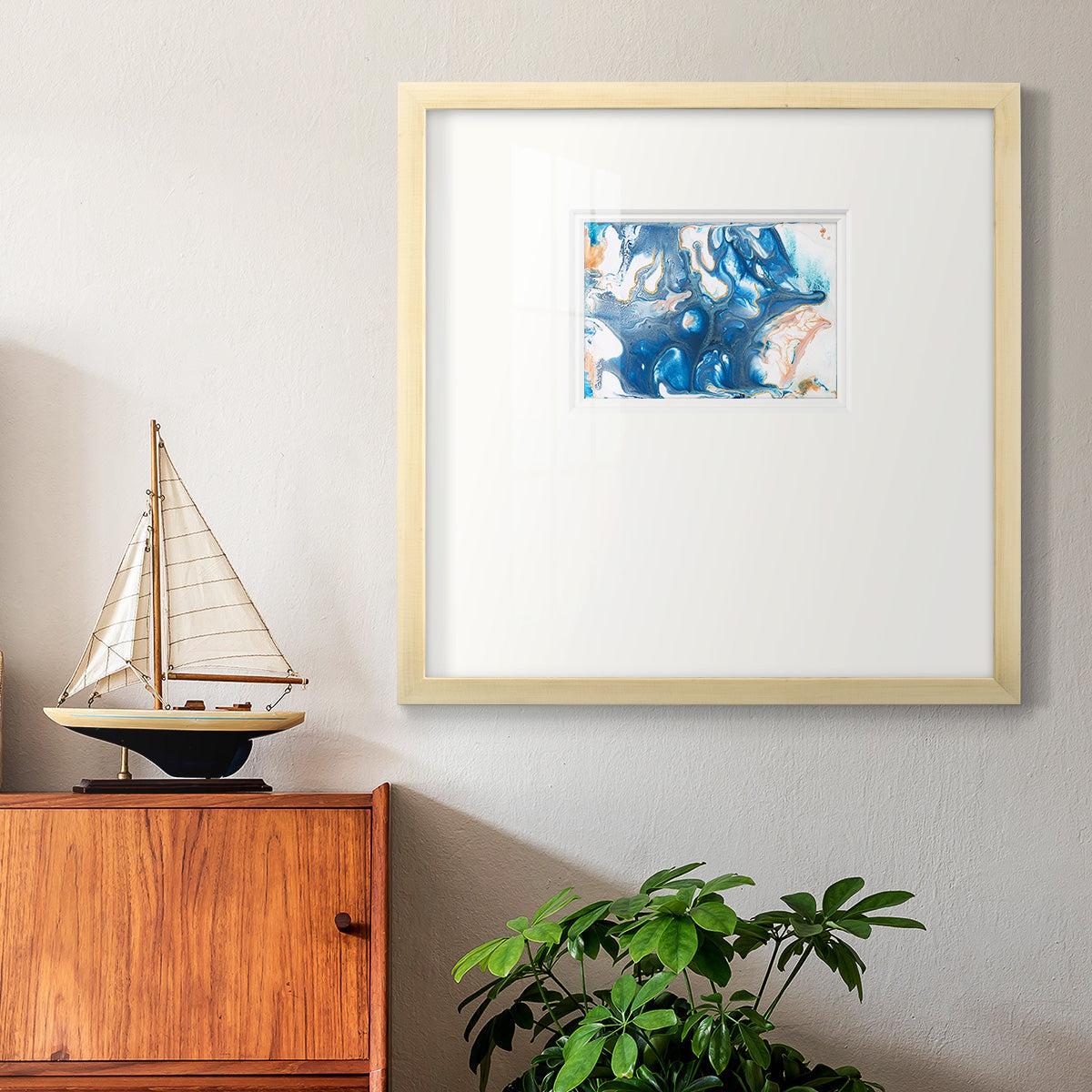 Dancing Blue II Premium Framed Print Double Matboard