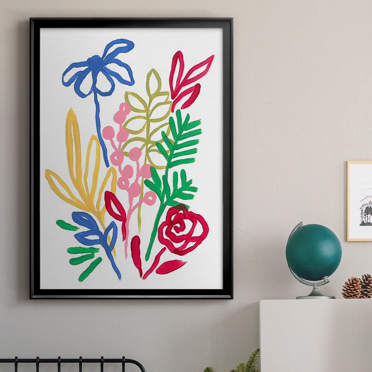 Bold Brushstroke Blooms I - Modern Framed Canvas Print