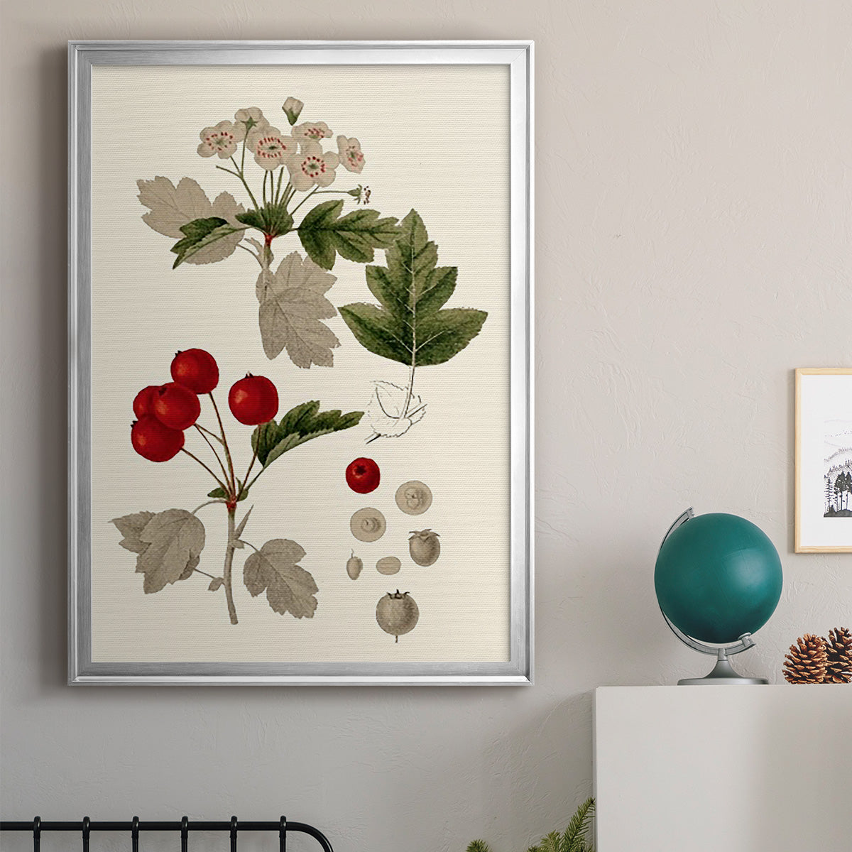 Leaves & Berries III - Modern Framed Canvas Print