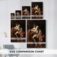 Size comparison chart for canvas art prints, showing multiple size options.