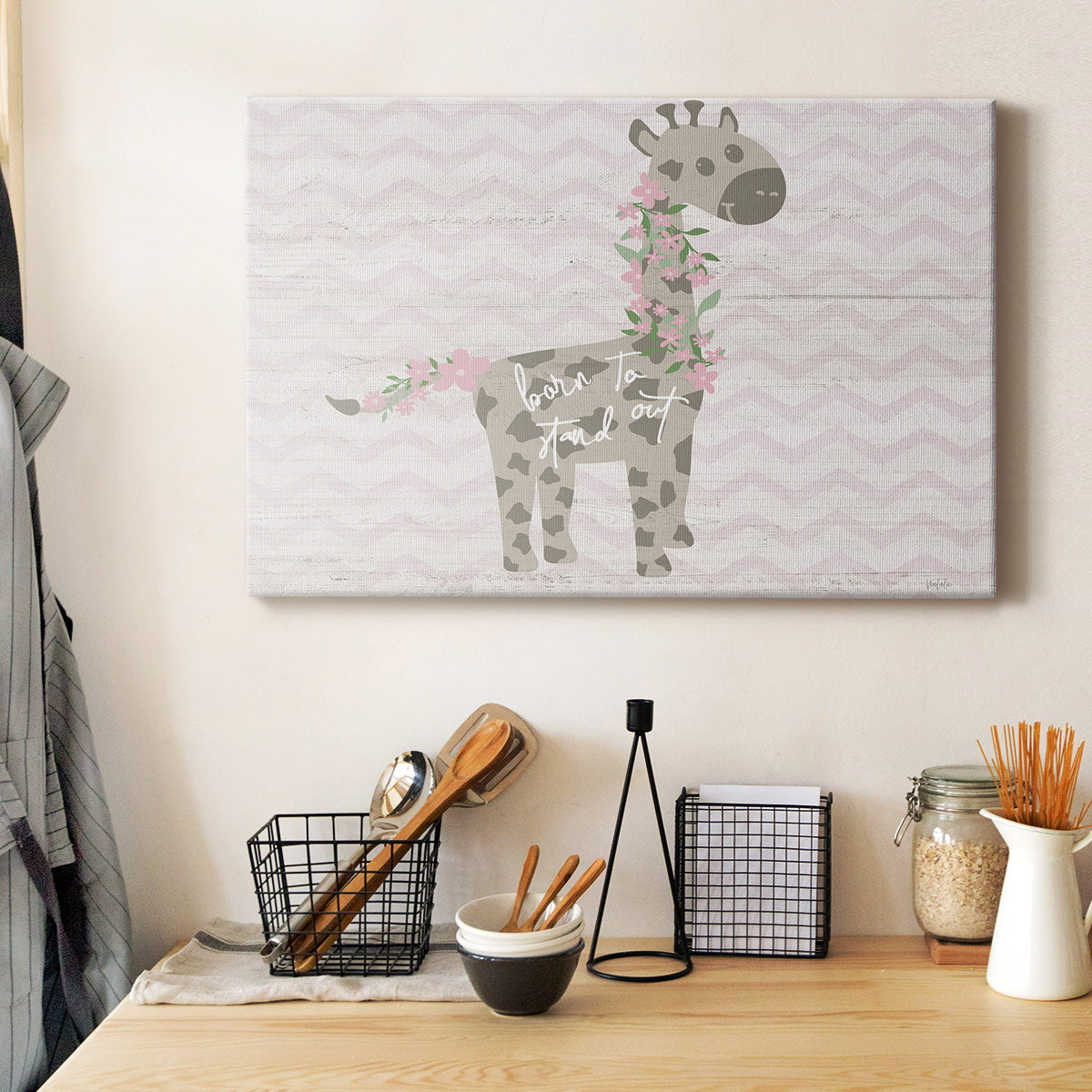 Floral Giraffe Premium Gallery Wrapped Canvas - Ready to Hang