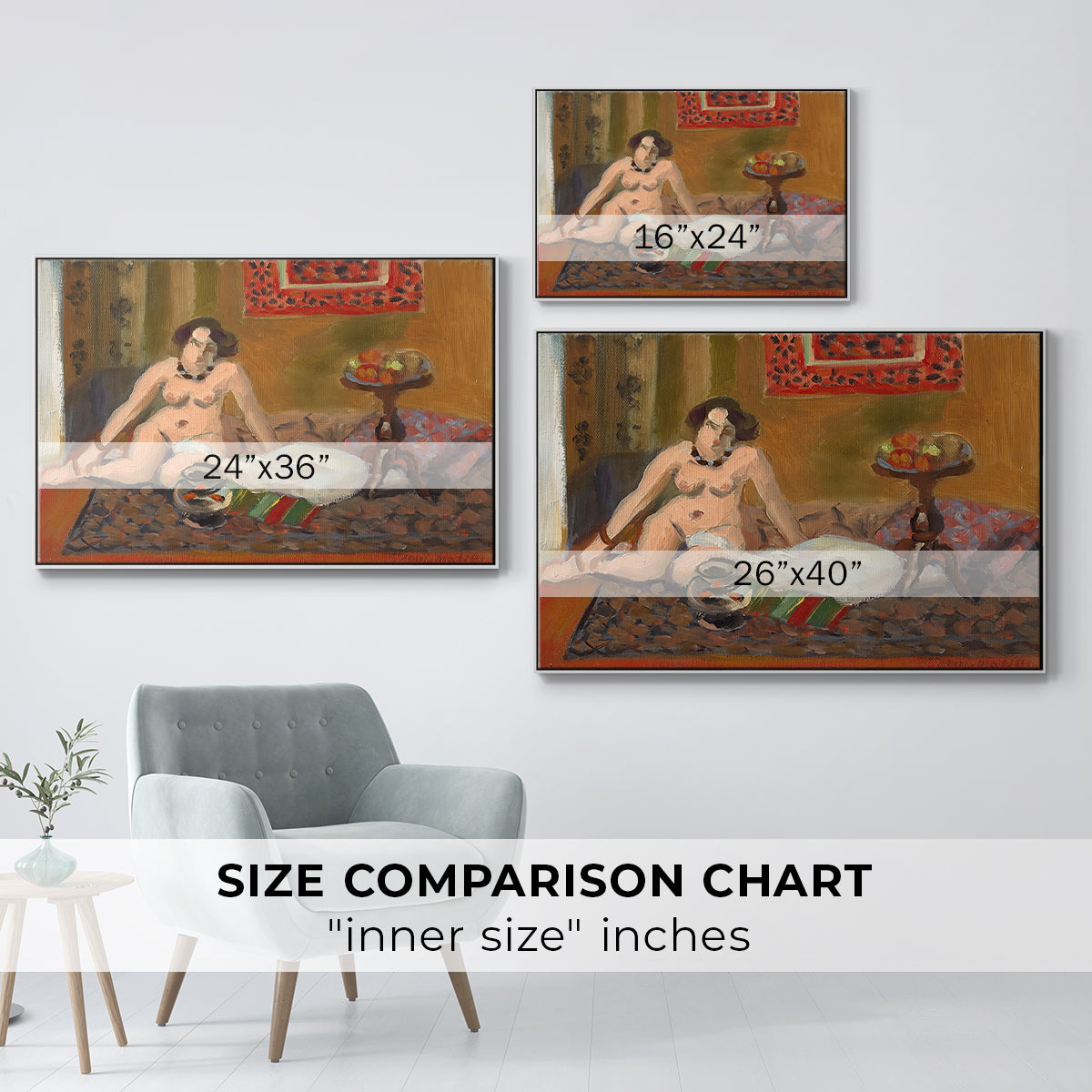 Nude with Goldfish (Nu aux poissons rouges), c. 1922 - Floater Framed Canvas Print