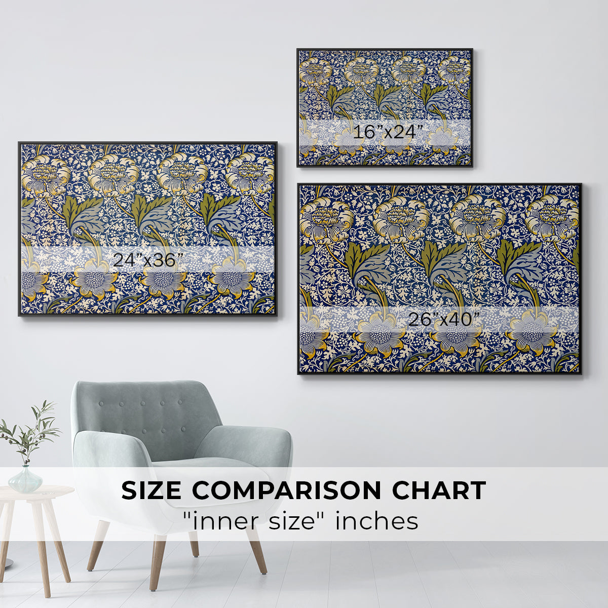 Kennet - Indigo/Gold, 1883 - Floater Framed Canvas Print