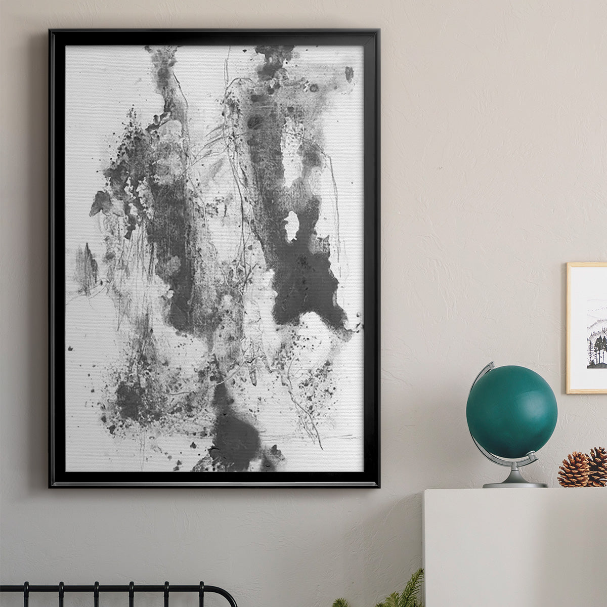Graphite Abstract III - Modern Framed Canvas Print